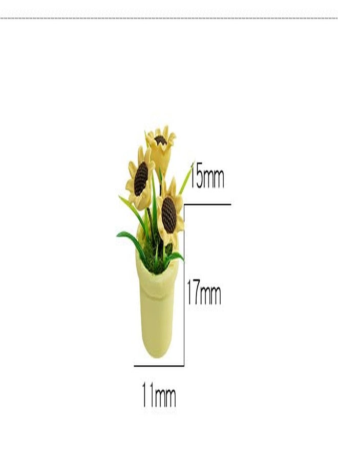 Kryoflare Miniature Sunflower Pots, 1/12 Scale, Dollhouse Accessories Resin Home Decor, Realistic Clay Flower Plants in Pots Blooming House Plant Home Indoor Decoration - Image 5